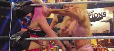 Alexa is muffled as Mandy makes sure to keep her hand over Alexa’s mouth