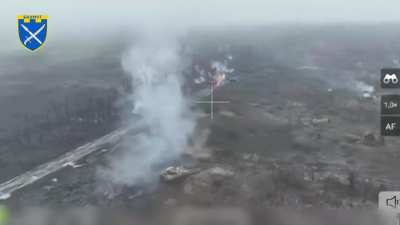 Bradley FV working on Avdiivka direction. Taking out Russian Soldiers in the tree line