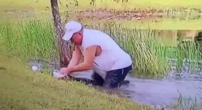 Saved a puppy from alligator jaws without losing his cigar/cool