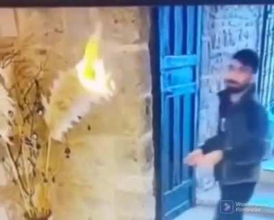Flicking a lighter on a flammable object