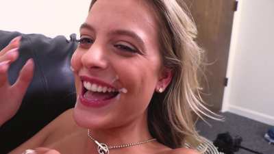 Huge facial for pretty blonde