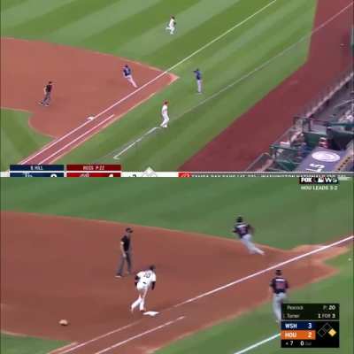[Highlight] Rich Hill's bunt double side by side with Trea Turner's WS Game 6 interference call. (Note: Sam Holbrook behind the plate for both calls)