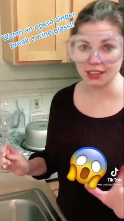 Talented opera singer shatters a glass cup