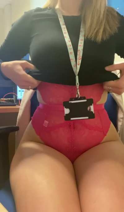 [F] Let me show you what’s under my work dress 😜