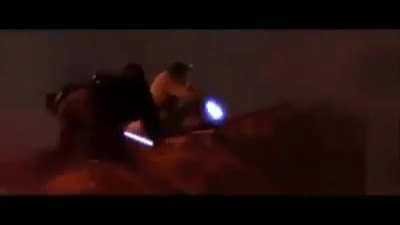 Escena del puente de shrek pero es mustafar