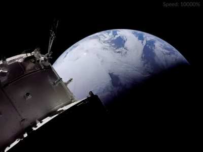 I made a timelapse of the Artemis 1 Orion approach end reentry