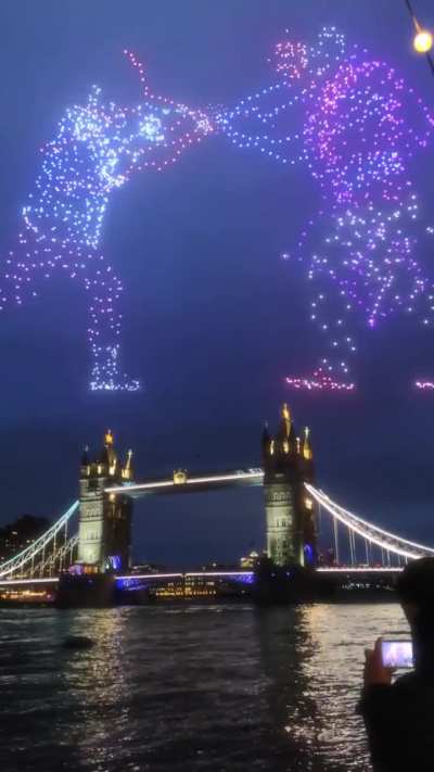 TEKKEN 8 Drone Show over Tower Bridge in London. 