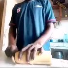 Cutting that bread.