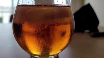 Ice melting into bourbon