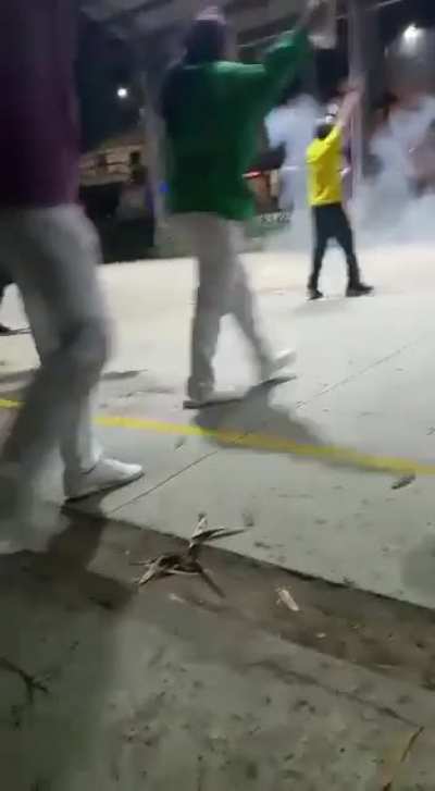 Medical team attacked by the police meantime they were helping somebody. Cali, Colombia, yesterday.
