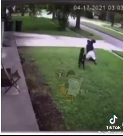 Dude losing it on a dog that attacks his dog, believed to not be the first time