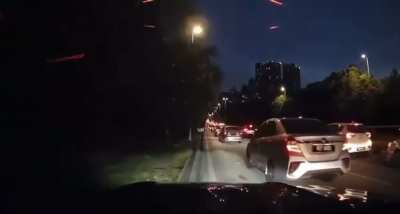 Idiot drove too fast on what he thought was an empty road. Instantly regrets it.