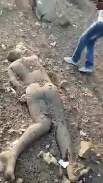 At the scene of the explosion. Warning: GRAPHIC.