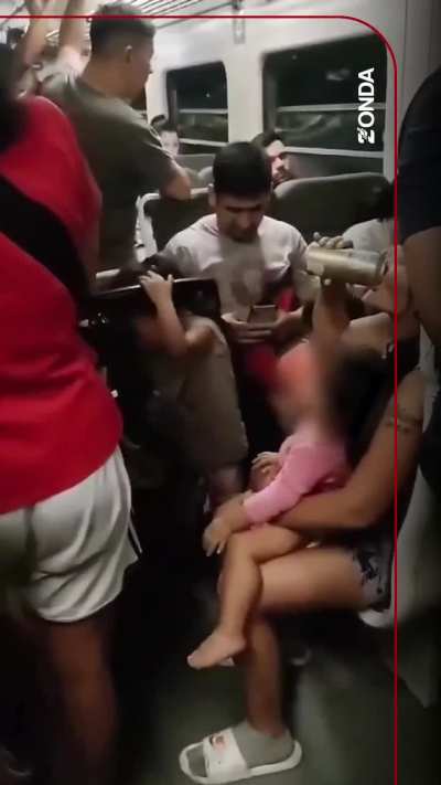 Grabaron a una mujer dandole cerveza a una bebe en el tren San Martin