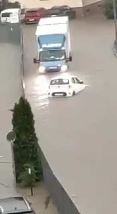Forcing to cross a flooded road