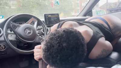 Sloppy Head In Car 🗣️ more of her full Vids in comments 👇🏾
