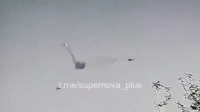 The moment Russian ka52 gets shot down near Robotyne by Ukrainian MANPADS