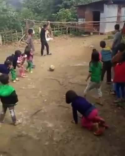 Hold my juice box well I kick this ball