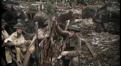 This transition from shaky black and white WW1 footage to smooth colour from the documentary 'They Shall Not Grow Old'