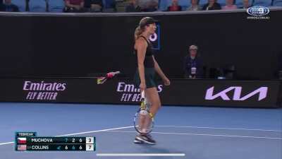 Tennis player celebrates before being reminded of tie break rules.