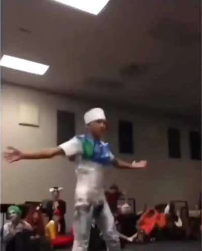 He won a costume contest as a water bottle.