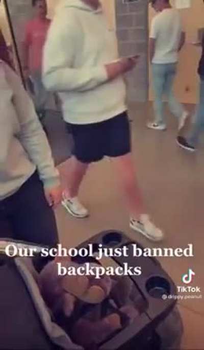 School banned backpacks