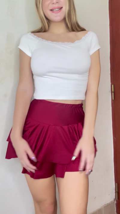 Would you rub your hard shaft in between my tits