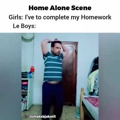 Cricket fanboy's home alone scene.