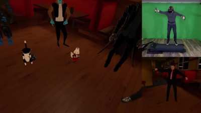Jumping on a treadmill in VR