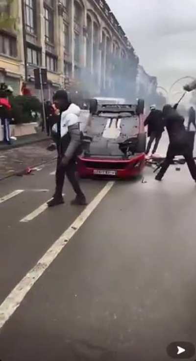 Moroccans rioting in the streets of Brussels after Morocco’s 2-0 victory against Belgium