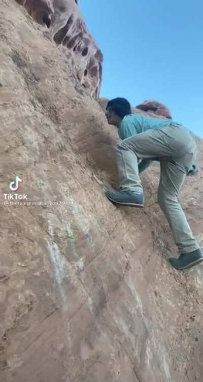 Rumor has it, he’s still sliding down the mountain.