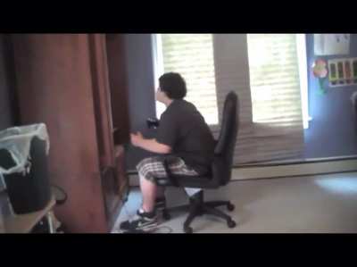 Gamer falls off of chair