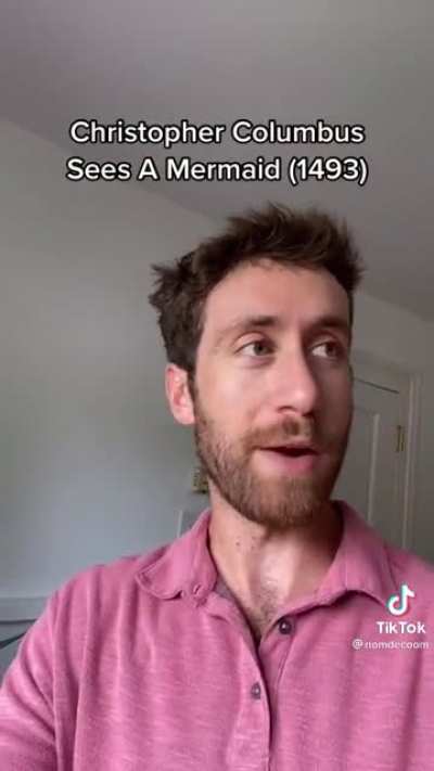 Christopher Columbus sees a mermaid