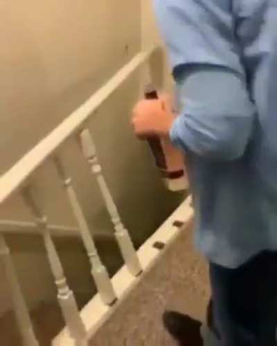 Let's see if this handrail could withstand alcohol strength.