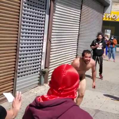 Naked Guy in the Bronx attacks (and fights) bystanders..(Don't Do Drugs Kids lol)