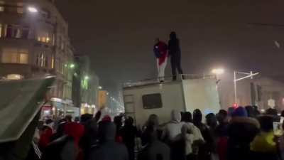 Morrocco fans causing riots in Brussels (Belgium) after Belgium lost to Morrocco