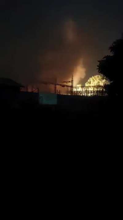 Electrical explosion at a substation in Wadeville, Johannesburg last night.