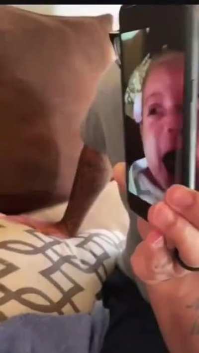 They are showing her a clip of how she is when crying