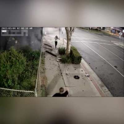 Drunk guy crashes into building