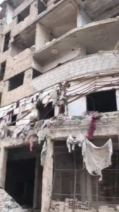 The devastated streets of Darayya, Syria. Families with few other options are slowly returning to live among the ruins. They rely on emergency aid - it may have been ten years but people's needs are no less acute.