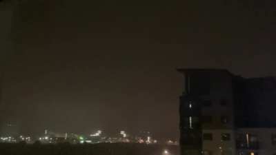 The lightning and rain in Edinburgh tonight with ‘stone in focus’ faintly on one the background.
