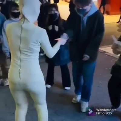 Handing out flyers