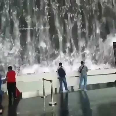 This waterfall simulation in a hotel