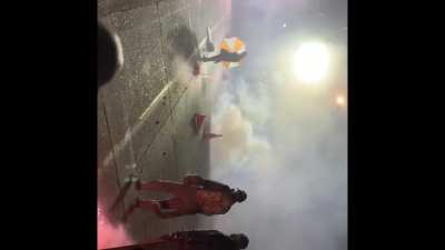 1 HOUR AGO, Seattle, 11th and Pine. Protesters were peacefully inching forward on public streets, cops didn’t like that so they claimed someone “threw a bottle” (NO ONE DID). They proceeded to use flash bangs and CS Gas 2 days after the CS gas ban.