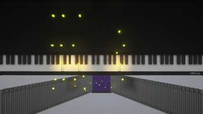 Piano played by bouncing cubes