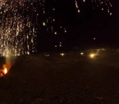 Ukrainian soldier films his position being hit with Russian 9M22S incendiary munitions