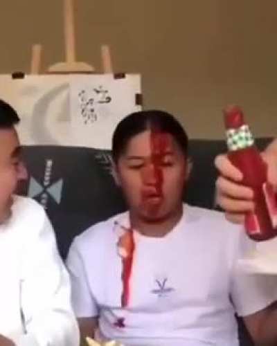 Laughingcrying at the look on his face