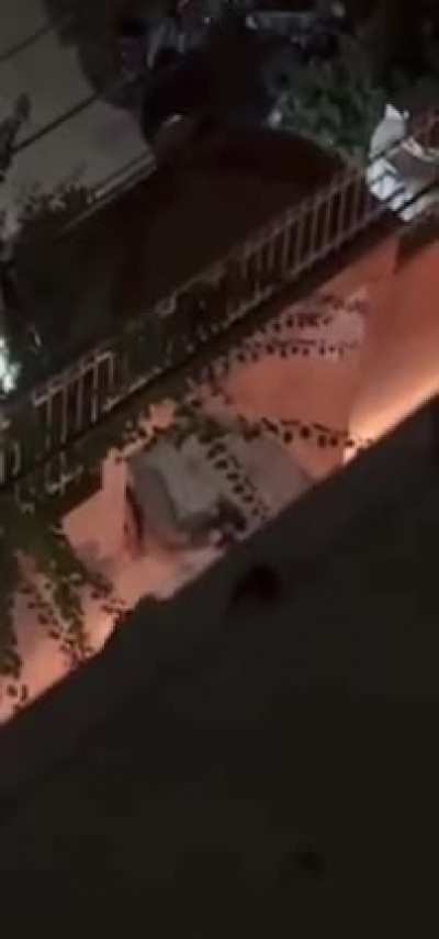 Iranian anti riot forces ganging up on an injured man and then shooting at him from a very close distance