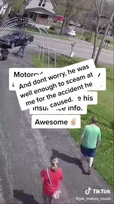 Motorcyclist makes an illegal pass and almost kills himself