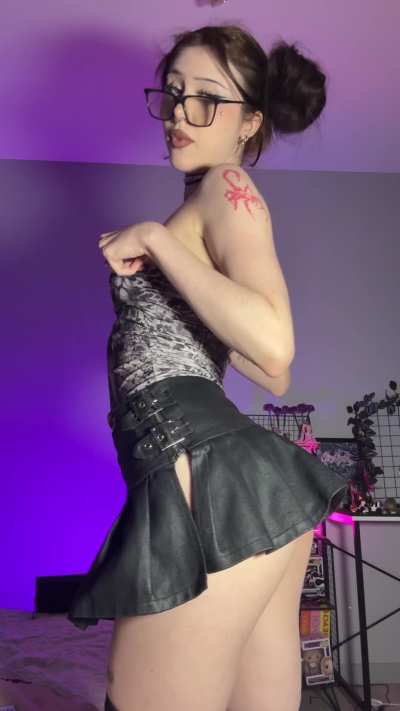 Leather skirt makes me feel more kinky